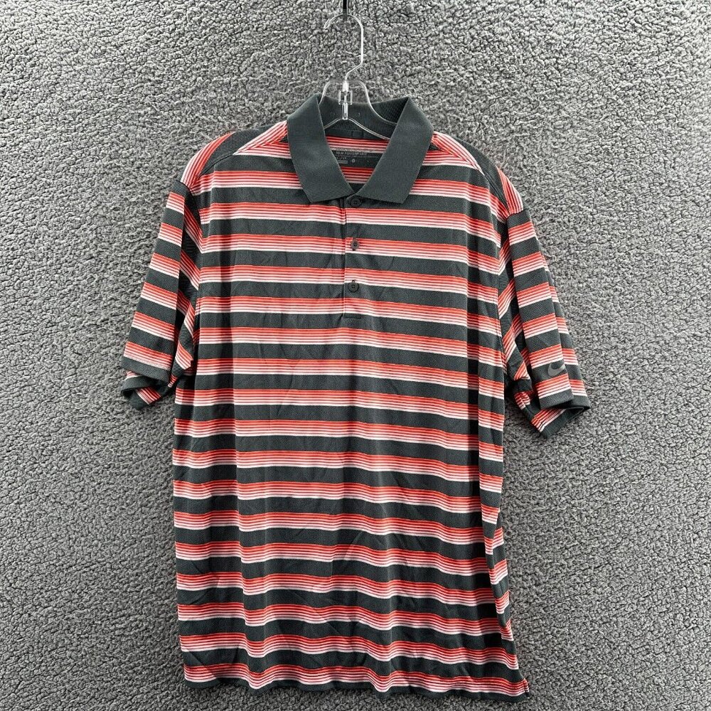 Nike Golf Short Sleeve Polo Tour Performance Mens Large Dry Fit Gray Orange